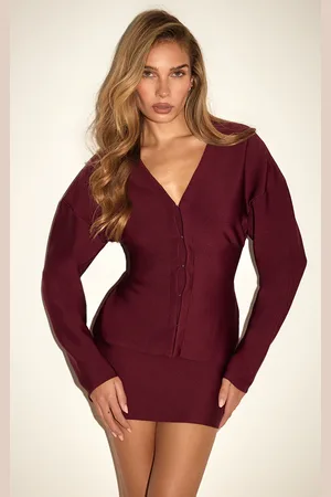 PRETTYLITTLETHING Burgundy Tailored Hook And Eye Cardigan
