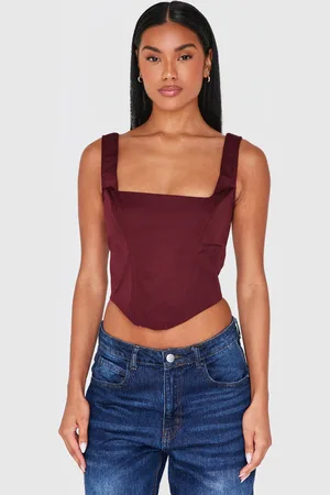 PRETTYLITTLETHING Burgundy Woven Corset