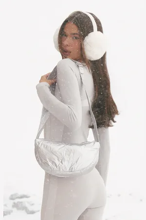 PRETTYLITTLETHING Silver Metallic Nylon Ruched Pocket Cross Body Bag