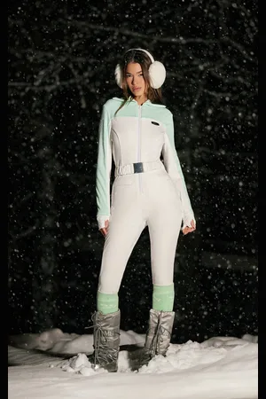 PRETTYLITTLETHING SKI Belted Rib Collar Scuba Suit