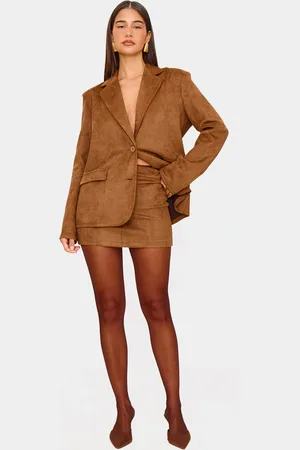 PRETTYLITTLETHING Faux Suede Tailored Mini Skirt