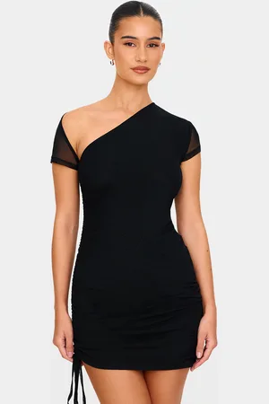 PRETTYLITTLETHING Double Layered Mesh Ruched Mini Dress