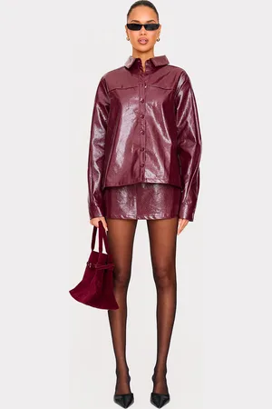 PRETTYLITTLETHING Burgundy Faux Leather Mini Skirt