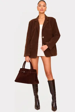 PRETTYLITTLETHING Faux Suede Longline Blazer