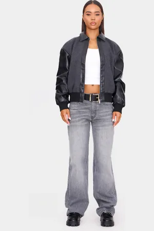 PRETTYLITTLETHING Faux Leather Contrast Jacket