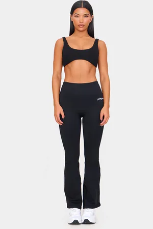 PRETTYLITTLETHING PLT SPORT Seamless Ribbed Detail High Waist Yoga Flares