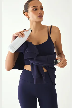 PRETTYLITTLETHING Navy Sculpt Padded Double Strap Sports Bra