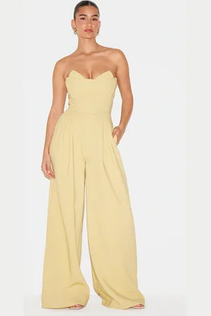 PRETTYLITTLETHING PLT Label Corset Bust Detail Wide Leg Tailored Jumpsuit
