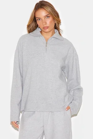 PRETTYLITTLETHING Collared Zip Up Sweatshirt