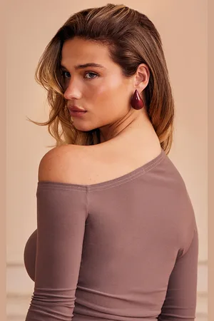 PRETTYLITTLETHING Burgundy Acrylic Teardrop Statement Earrings