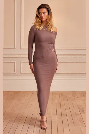 PRETTYLITTLETHING Mauve Soft Touch Asymmetric Panel Maxi Skirt