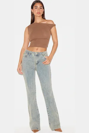 PRETTYLITTLETHING Vintage Slim Fit Low Rise Flared Jeans