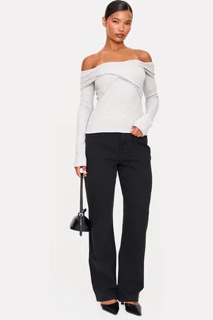 PRETTYLITTLETHING Cross Over Bardot Long Top