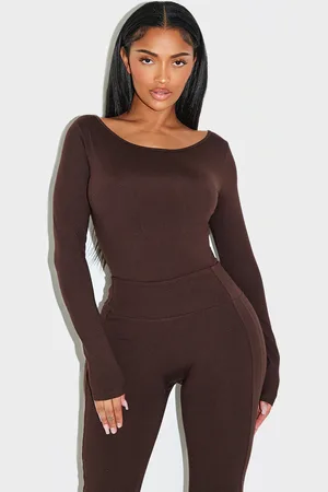 PRETTYLITTLETHING Shape Sculpt Boat Neck Long Sleeve Bodysuit