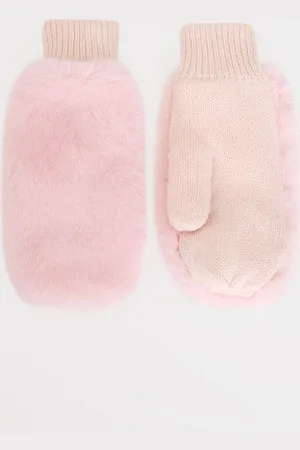 PRETTYLITTLETHING Faux Fur Soft Knit Mittens