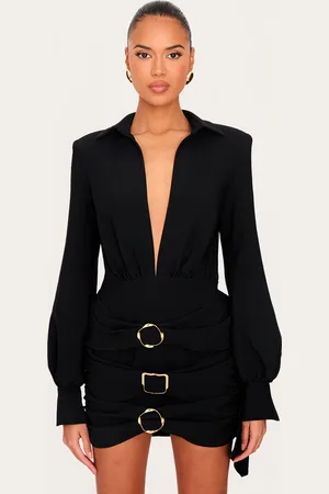 PRETTYLITTLETHING Belt Wrap Detail Mini Dress