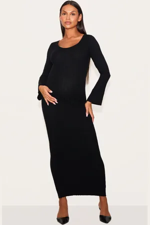 PRETTYLITTLETHING Maternity Knitted Scoop Neck Midaxi Dress
