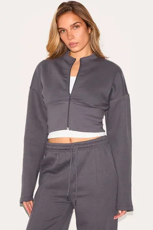 PRETTYLITTLETHING Charcoal Extreme Cinched Waist Sweatshirt