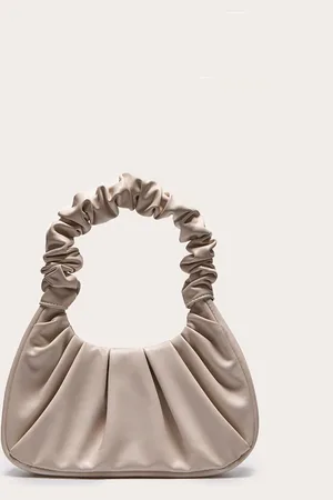 PRETTYLITTLETHING Cream Extreme Ruched Handle Shoulder Bag