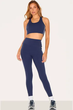 PRETTYLITTLETHING Navy Sculpt Contrast Detail High Waist Gym Leggings