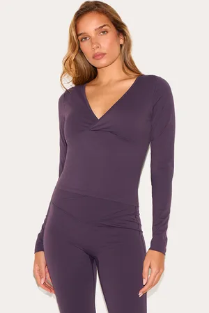 PRETTYLITTLETHING Plum Sculpt Crossover Long Sleeve Top