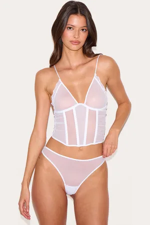 PRETTYLITTLETHING Mesh Boned Corset Set