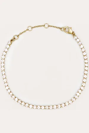 PRETTYLITTLETHING Real Gold Plated Diamante Tennis Bracelet