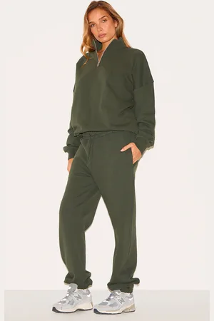 PRETTYLITTLETHING Khaki Premium Cuffed Sweat Joggers