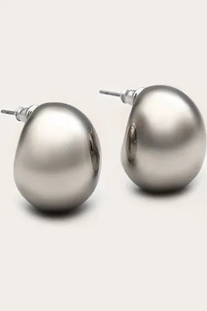 PRETTYLITTLETHING Silver Chunky Round Stud Earrings