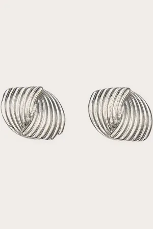 PRETTYLITTLETHING Silver Ribbed Knot Stud Earrings