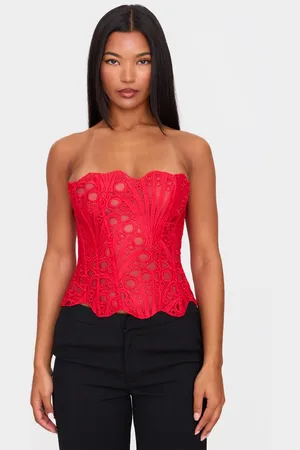 PRETTYLITTLETHING Textured Sheer Floral Lace Corset