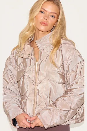 PRETTYLITTLETHING Taupe Cropped Quilted Jacket