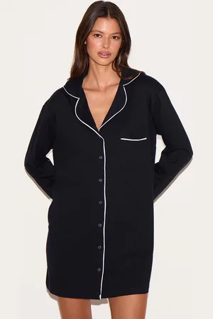 PRETTYLITTLETHING Jersey Piping Detail Long Sleeve Nightdress