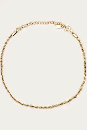 PRETTYLITTLETHING Gold Water Resistant Rope Twist Anklet