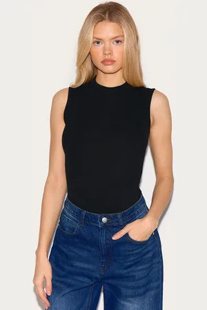 PRETTYLITTLETHING Rib High Neck Sleeveless Bodysuit