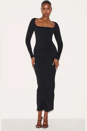 PRETTYLITTLETHING Contour Sculpt Square Neck Midaxi Dress