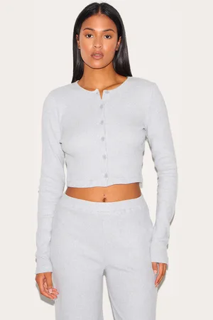 PRETTYLITTLETHING Tall Brushed Rib Button Front Cardigan
