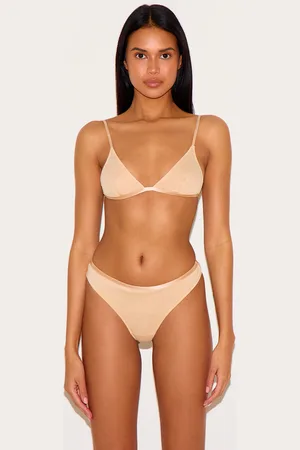 PRETTYLITTLETHING Nude Jersey Triangle Basic Lingerie Set