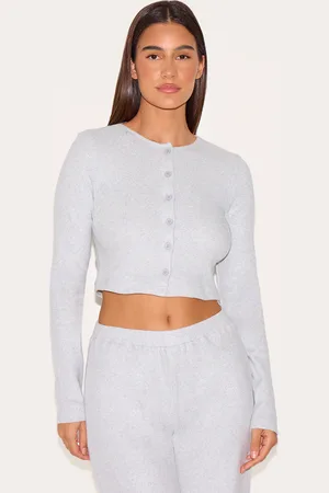 PRETTYLITTLETHING Brushed Rib Button Front Cardigan
