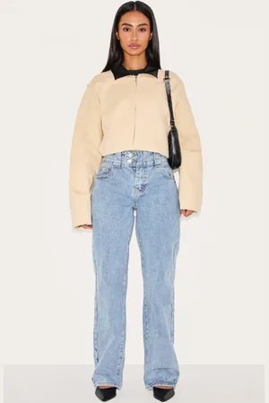PRETTYLITTLETHING Petite Denim Straight Leg Jeans