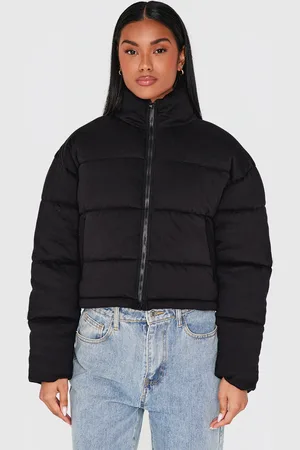 PRETTYLITTLETHING Knit Jersey Cropped Padded Jacket