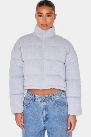 PRETTYLITTLETHING Knit Jersey Cropped Padded Jacket