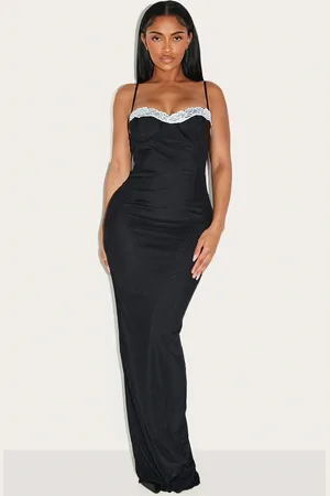 PRETTYLITTLETHING Shape Mesh Corseted Lace Cup Detail Maxi Dress