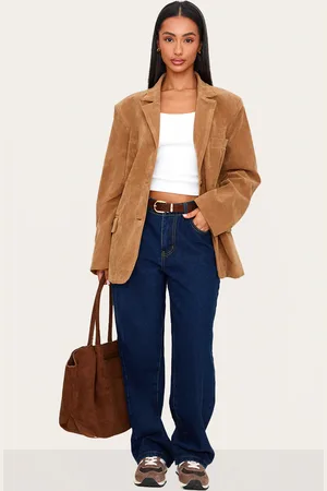 PRETTYLITTLETHING Petite Faux Suede Longline Blazer