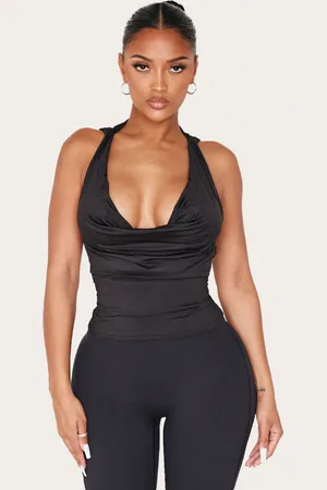 PRETTYLITTLETHING Shape Slinky Cowl Neck Long Top