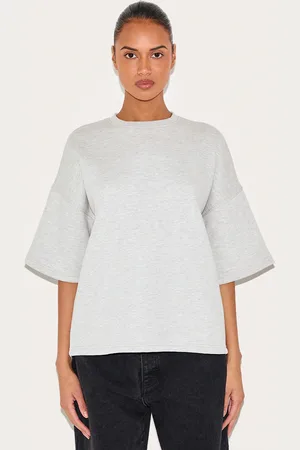 PRETTYLITTLETHING Premium Oversized Boxy Short Sleeved Sweatshirt