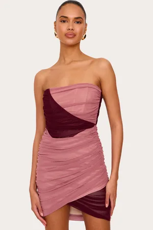 PRETTYLITTLETHING Mesh Contrast Bandeau Mini Dress