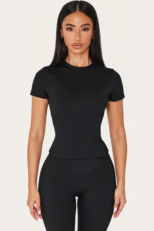 PRETTYLITTLETHING Petite Sculpt Longline Short Sleeve Gym Top