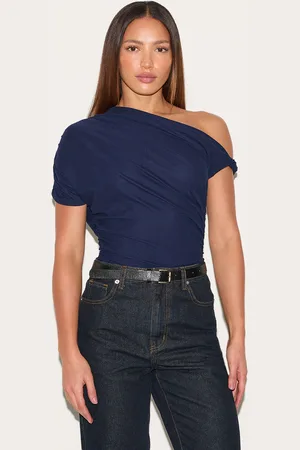 PRETTYLITTLETHING Tall Navy Soft Touch Twist Detail Bodysuit
