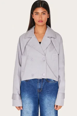 PRETTYLITTLETHING Cropped Storm Flap Detail Trench Coat